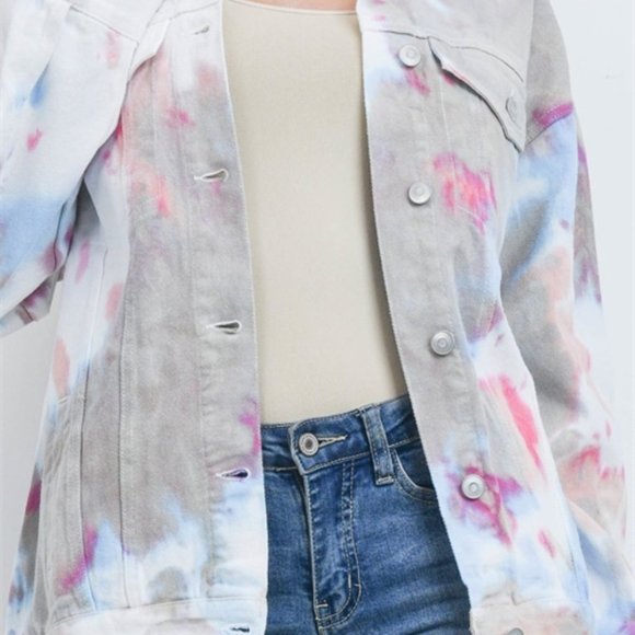 Boho Casual Tie Dye Denim JeanJacket - Picture 6 of 6